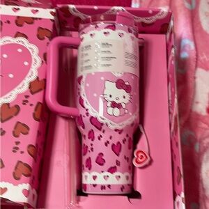 Sanrio Hello Kitty Pink Heart Travel Tumbler with Handle
